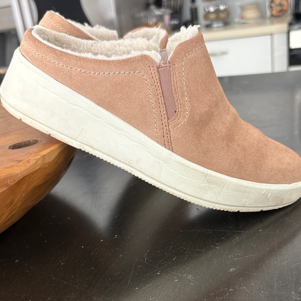 Clarks Tan Suede Slip-On Shoes
